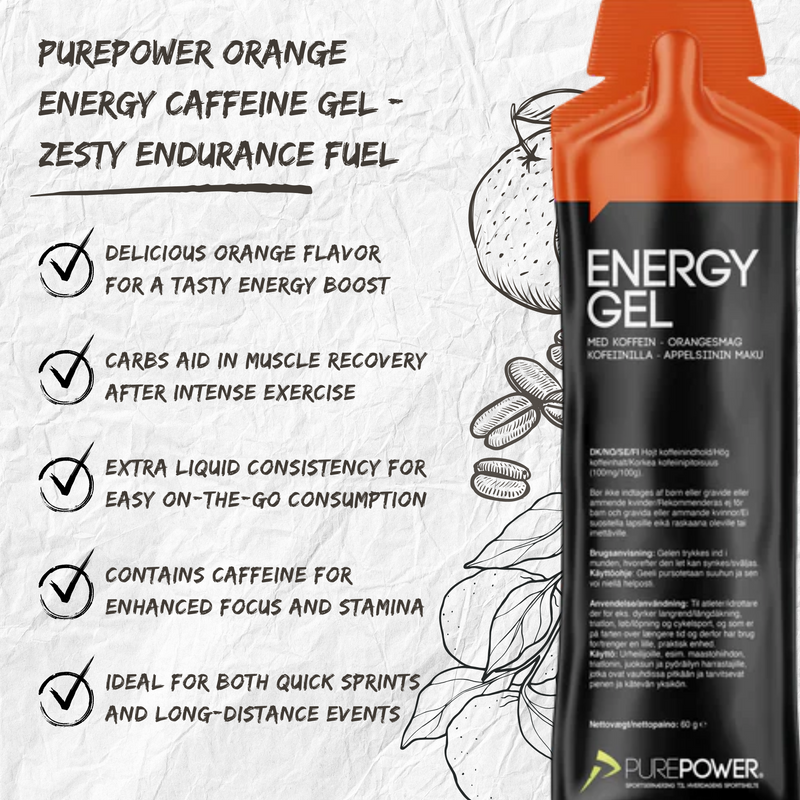 Load image into Gallery viewer, PurePower Energy Gel Orange with Caffeine (60g)
