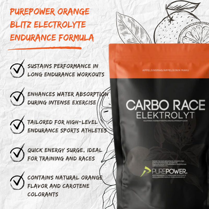 Load image into Gallery viewer, PurePower Carbo Race Electrolyte Drink Orange (1000g)
