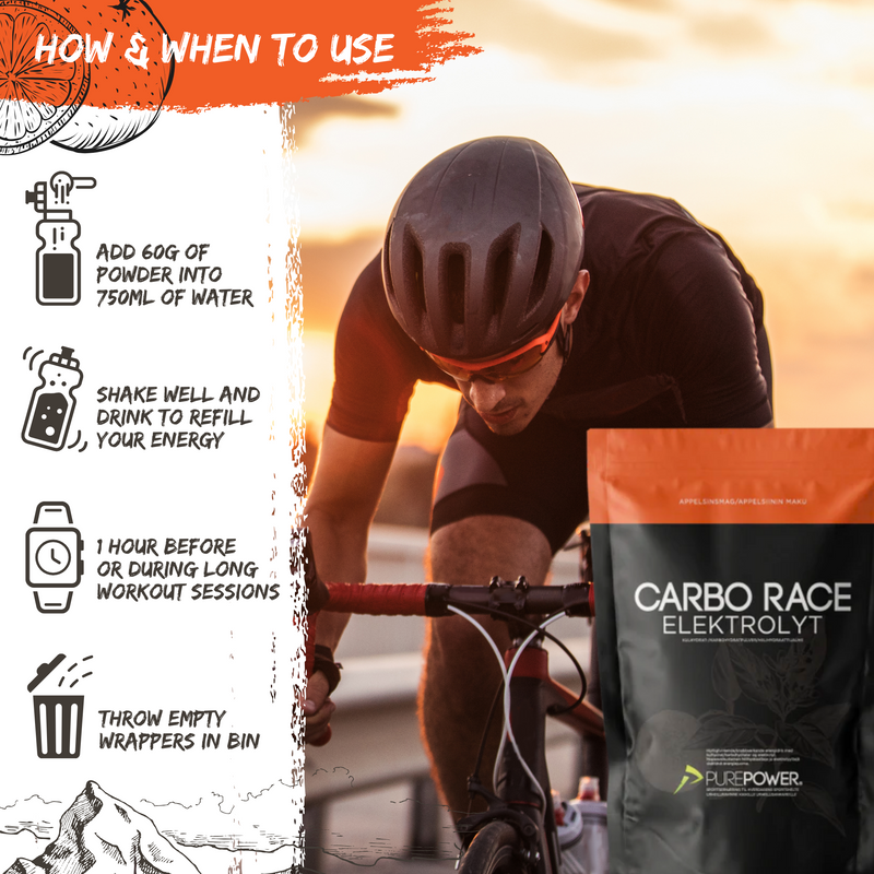 Load image into Gallery viewer, PurePower Carbo Race Electrolyte Drink Orange (1000g)
