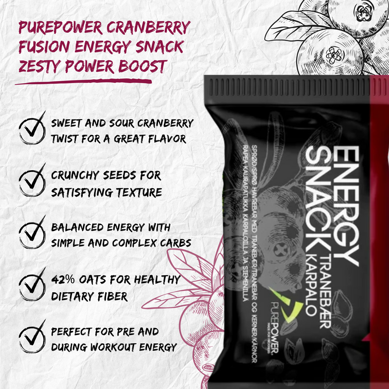 Load image into Gallery viewer, PurePower Cranberry Energy Bar (12x60g)
