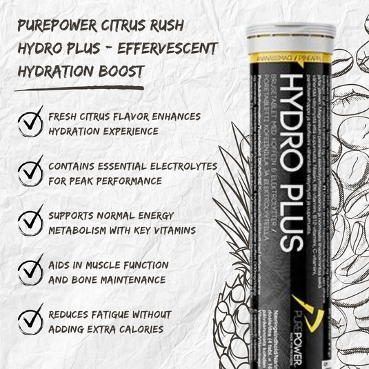 PurePower Elektrolyte tabs Hydro Plus Pineapple with Caffeine (20 tabs)