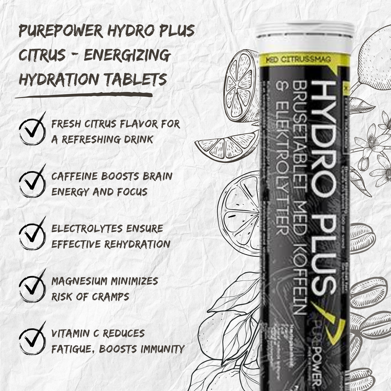 Load image into Gallery viewer, PurePower Elektrolyte Tabs Citrus with Caffeine (20 tabs)
