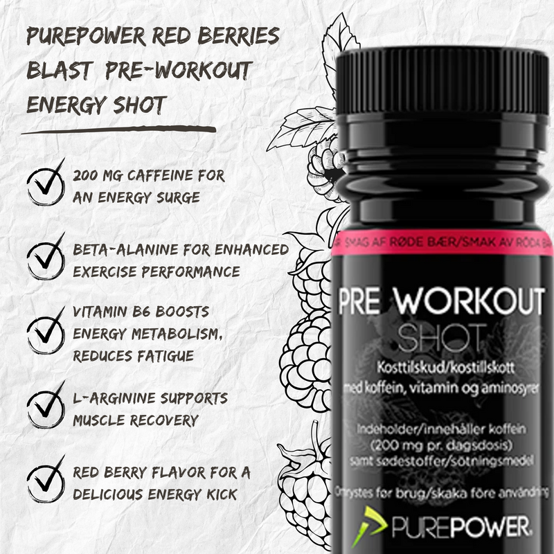 Load image into Gallery viewer, PurePower Energy Drink Pre-Workout Shot Redberry (60ml)
