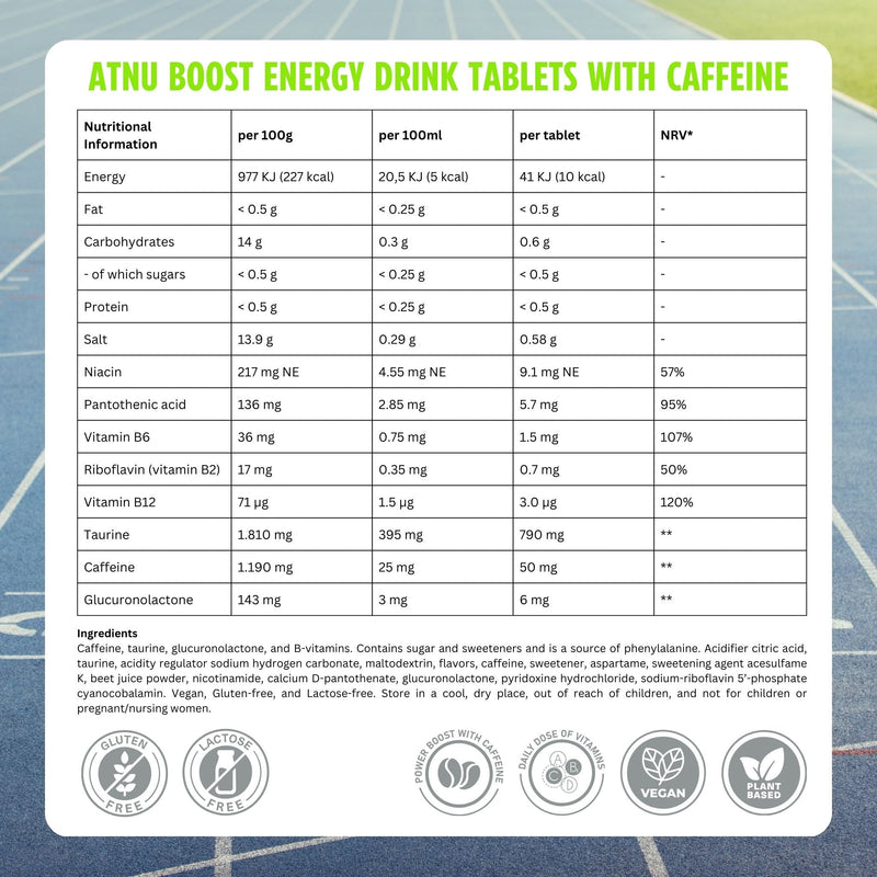 Load image into Gallery viewer, ATNU Boost Energy Drink Caffeine (20 tabs)
