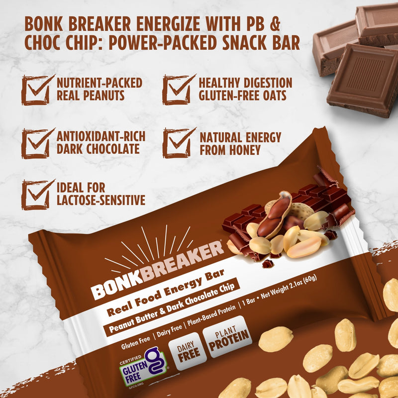 Load image into Gallery viewer, Bonk Breaker Energy bar Peanut Butter &amp; Chocolate Chip (12x60g)
