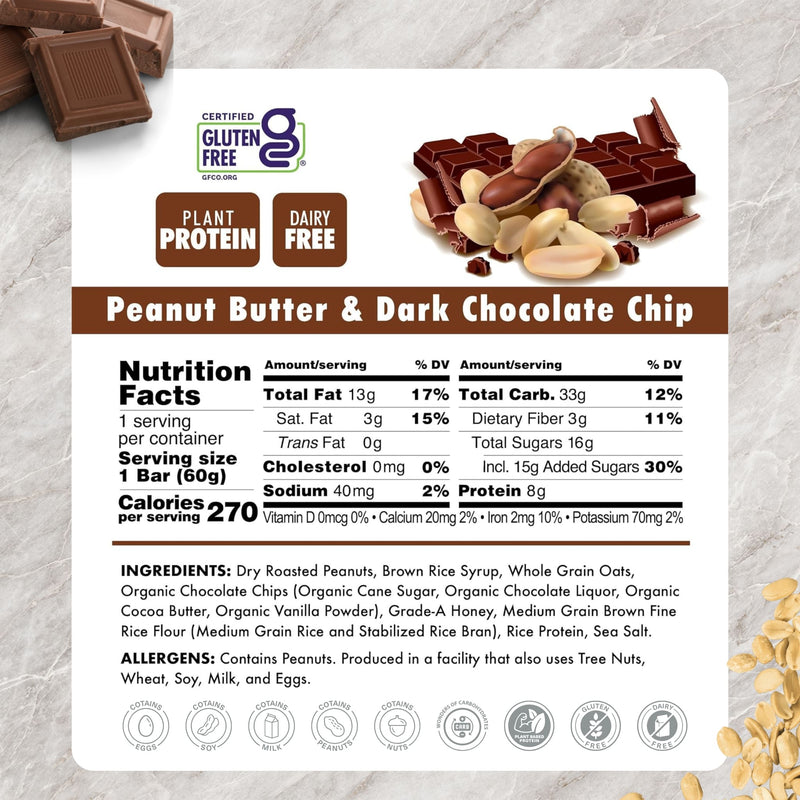 Load image into Gallery viewer, Bonk Breaker Energy bar Peanut Butter &amp; Chocolate Chip Ingredients
