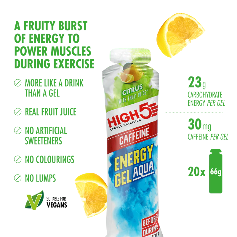 Load image into Gallery viewer, High5 Energy Gel Aqua Caffeine Citrus (20 x 66g)
