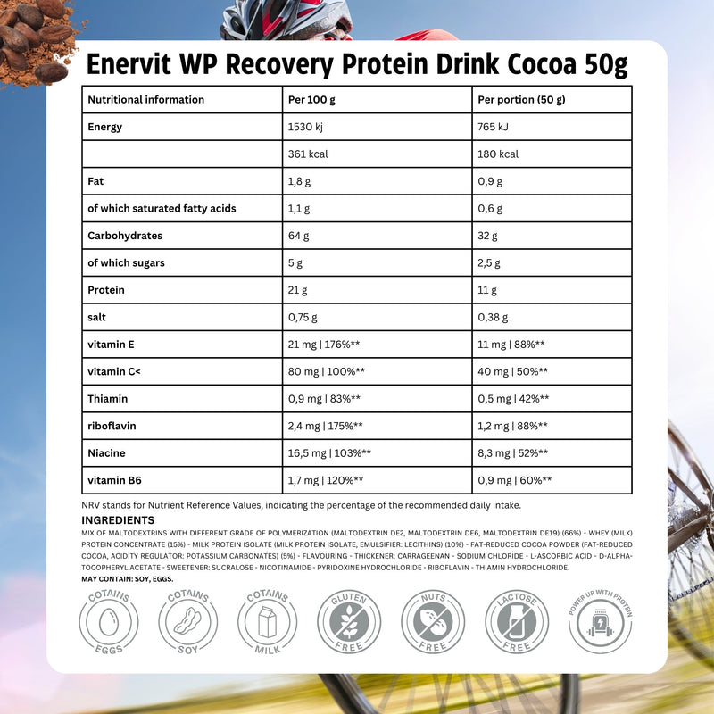 Load image into Gallery viewer, Enervit WP Recovery Protein Drink Cocoa 50g
