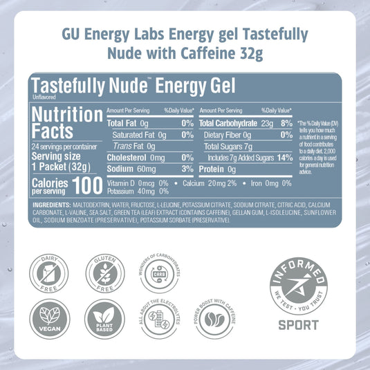 GU Energy Gel Tastefully Nude with Caffeine (24x32g)