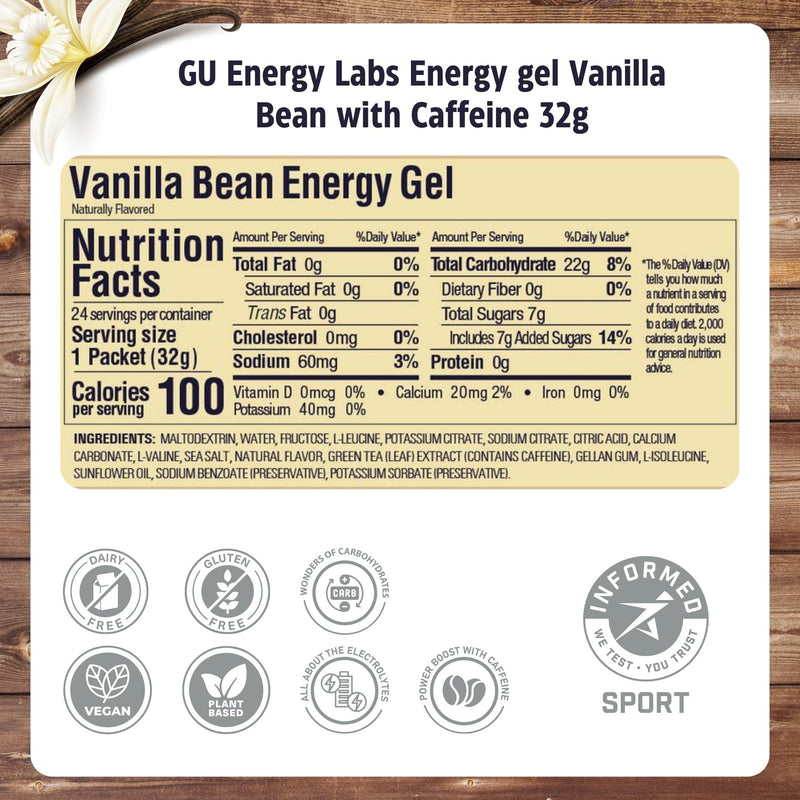 Load image into Gallery viewer, GU Energy Gel Vanilla Bean with Caffeine (24 x 32g)
