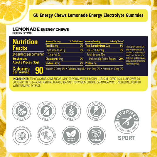 GU Energy Chews Lemonade (12 x 60g)