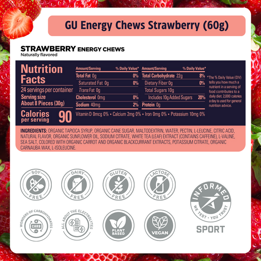 GU Energy Chews Strawberry (12 x 60g)