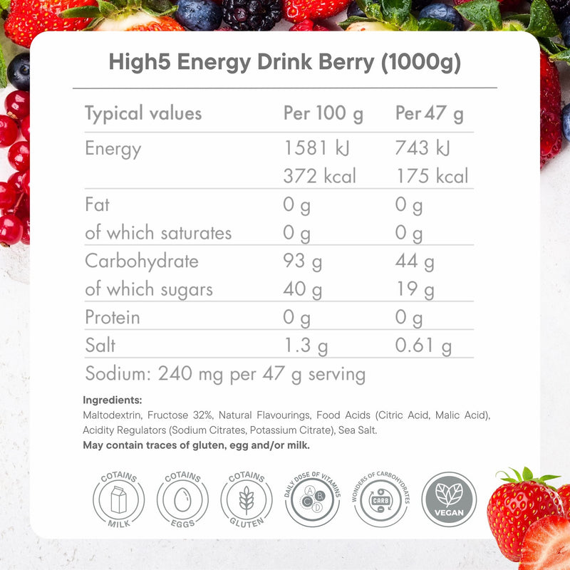 Load image into Gallery viewer, High5 Energy Drink Berry (1000g) Ingredients
