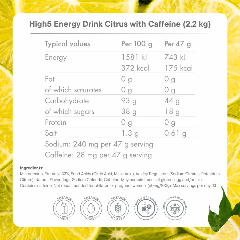 Load image into Gallery viewer, High5 Energy Drink Citrus with Caffeine (2.2 kg)
