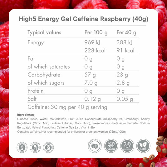 High5 Energy Gel Caffeine Raspberry (20 x 40g)