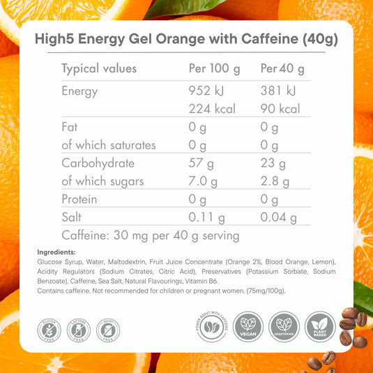 High5 Energy Gel Caffeine Orange (20 x 40g)