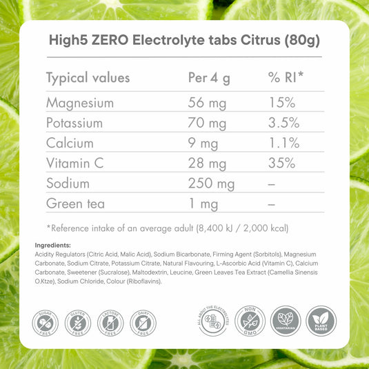 High5 ZERO Electrolyte tabs Citrus (80g) - Ingredients