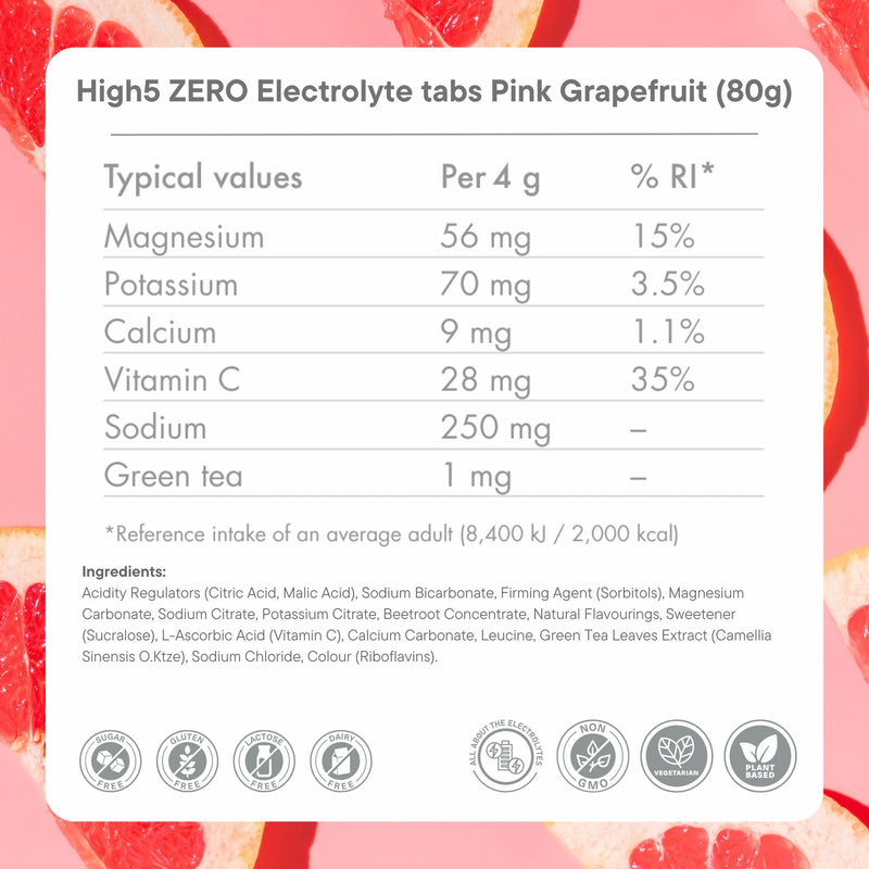 Load image into Gallery viewer, High5 ZERO Electrolyte tabs Pink Grapefruit (80g) - Ingredients
