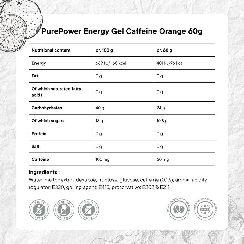 Load image into Gallery viewer, PurePower Energy Gel Orange with Caffeine (60g)
