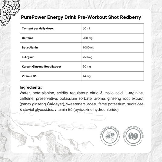 PurePower Energy Drink Pre-Workout Shot Redberry (60ml)