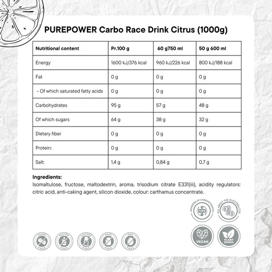 PurePower Carbo Race Electrolyte Drink Citrus (1000g)