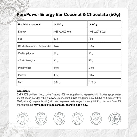 PurePower Energy Bar Coconut & Chocolate (12x60g)