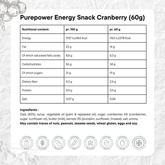 PurePower Cranberry Energy Bar (12x60g)