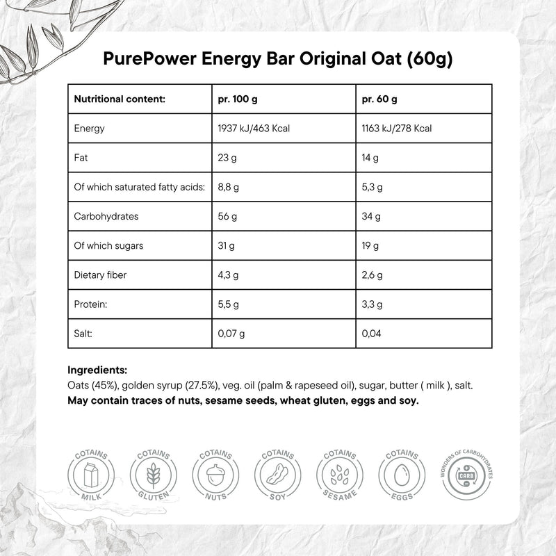 Load image into Gallery viewer, PurePower Energy Bar Original Oat (12 x 60g)
