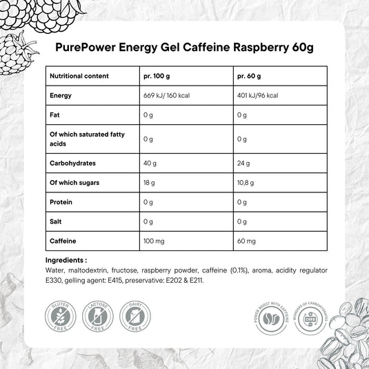 PurePower Energy Gel Raspberry with Caffeine (60g)