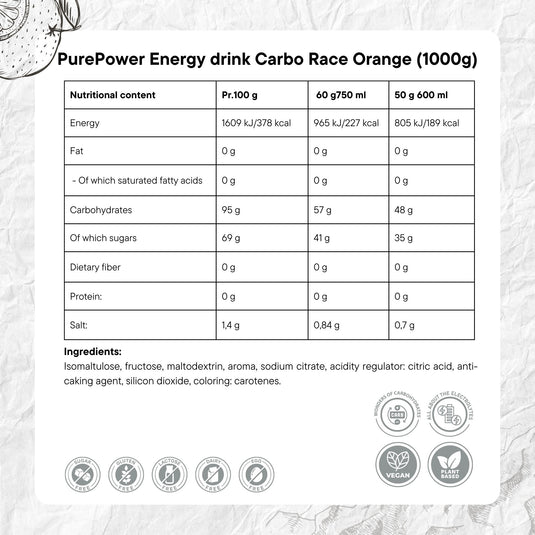 PurePower Carbo Race Electrolyte Drink Orange (1000g)